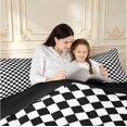 thumbnail image 4 of Manfei Vintage Grid Twin Comforter Sets,Modern Checkered Bedding Set,Black White,Black Reversible,2 Pieces,1 Comforter and 1 Pillowcase,2 Pieces,1 Comforter and 1 Pillowcase, 4 of 7