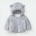 thumbnail image 3 of GYRATEDREAM Toddler Baby Boys Girls Plush Jacket Long Sleeve Solid Windproof Zipper Hooded Coat Kids Warm Fall Winter Clothes 2 Months- 5 Years, 3 of 5