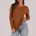 thumbnail image 3 of Ronuti Long Sleeve Thermal Shirt for Women Light Fleece Tops Spring 2025 Crew Neck Casual Basic T-Shirts, 3 of 9