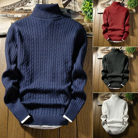 SUNSIOM Winter Men Knitted Roll Turtle Neck Pullover Jumper Knitwear Woolen (Best Mens Wool Sweaters)