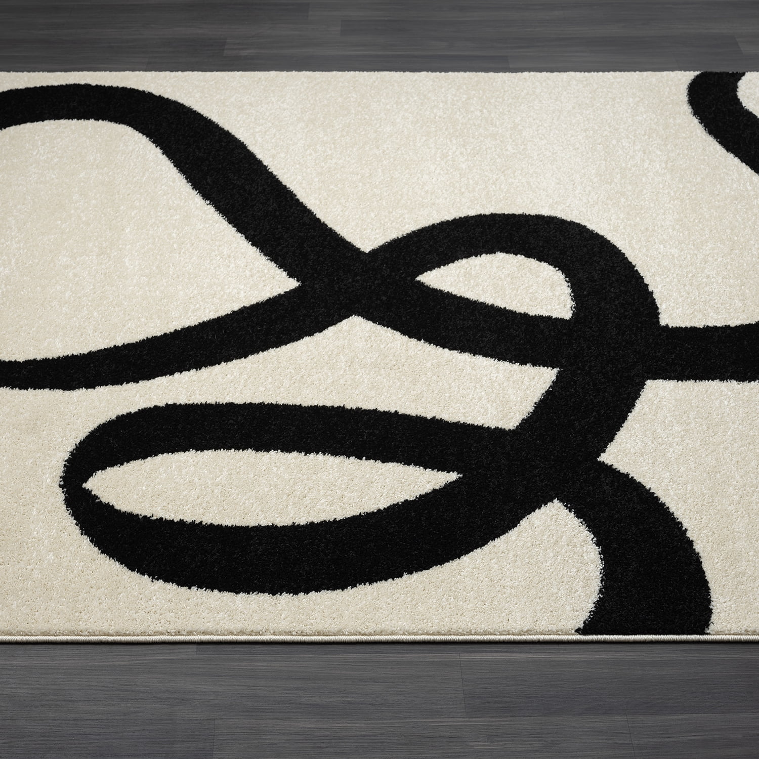 Abani Deco Collection Area Rug Mid Century Modern Bedroom Living Room Decor Floor Rug 8 x 10 Cream Black