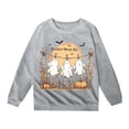 thumbnail image 3 of Krdevn Kids Vintage Hanging Ghost Pumpkin Bat Graphic Crewneck Sweatshirt Long Sleeve Casual Pullover Top for Halloween Holiday Outfit Grey,5-6 Years, 3 of 4