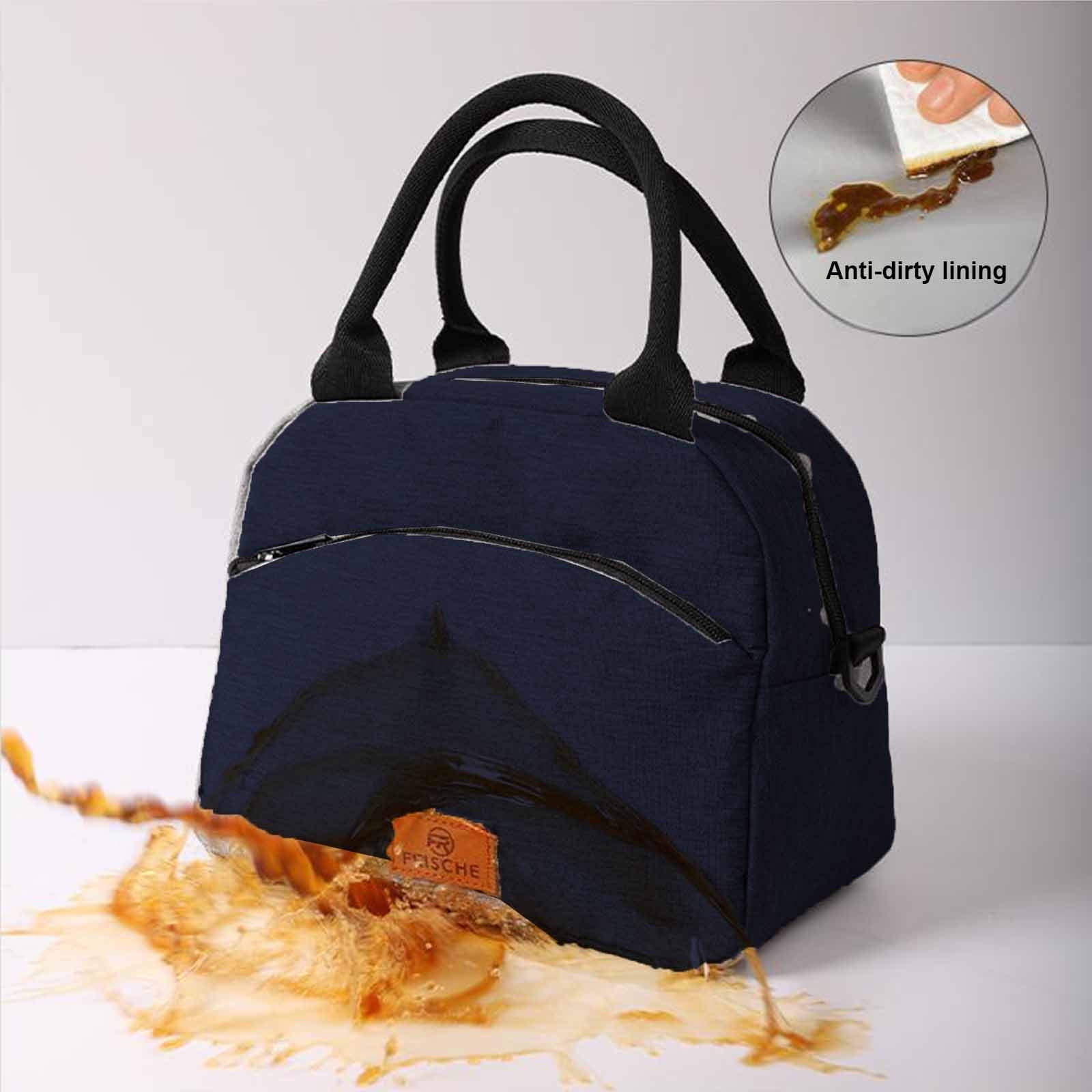 SCNOR Lunch Bag for Women and Men,Insulated Lunch Tote,Stitch Bento Bags,Oxford cloth,Black