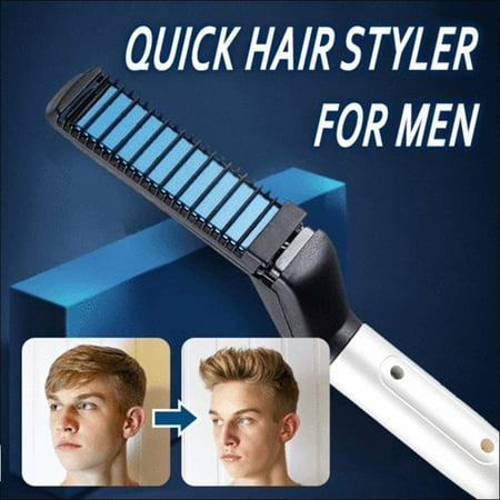 Iron Comb - Jeobest Hair Straightener Curler Comb - Men’s Hair Straightener Brush - Men's Heat Hair Styling Ceramic Curler Straightener Iron Quick Hair Styler Comb Quick Hair Styler for Men (US Plug) MZ