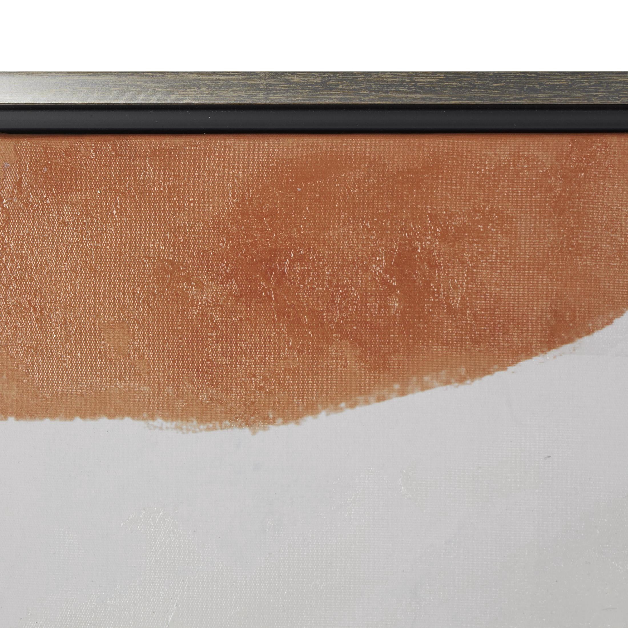 40" x 39" Line and Shape Abstract Framed Wall Art with Orange Accents, by DecMode