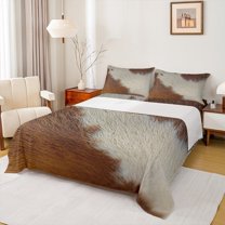 jejeloiu Rustic Cow Hide Full Size Sheets,Farmhouse Cabin Bed Sheets,Gray Brown Sheet Sets For Men Women,Super Cozy Room Decor,4pcs