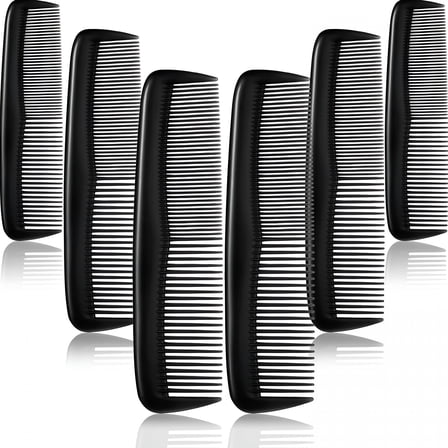 ACDANC Pack of 6 Quality Pocket Hair Comb Beard & Mustache Combs for Men's Hair Beard Mustache and Sideburns, Durable, Unbreakable Plastic, Black