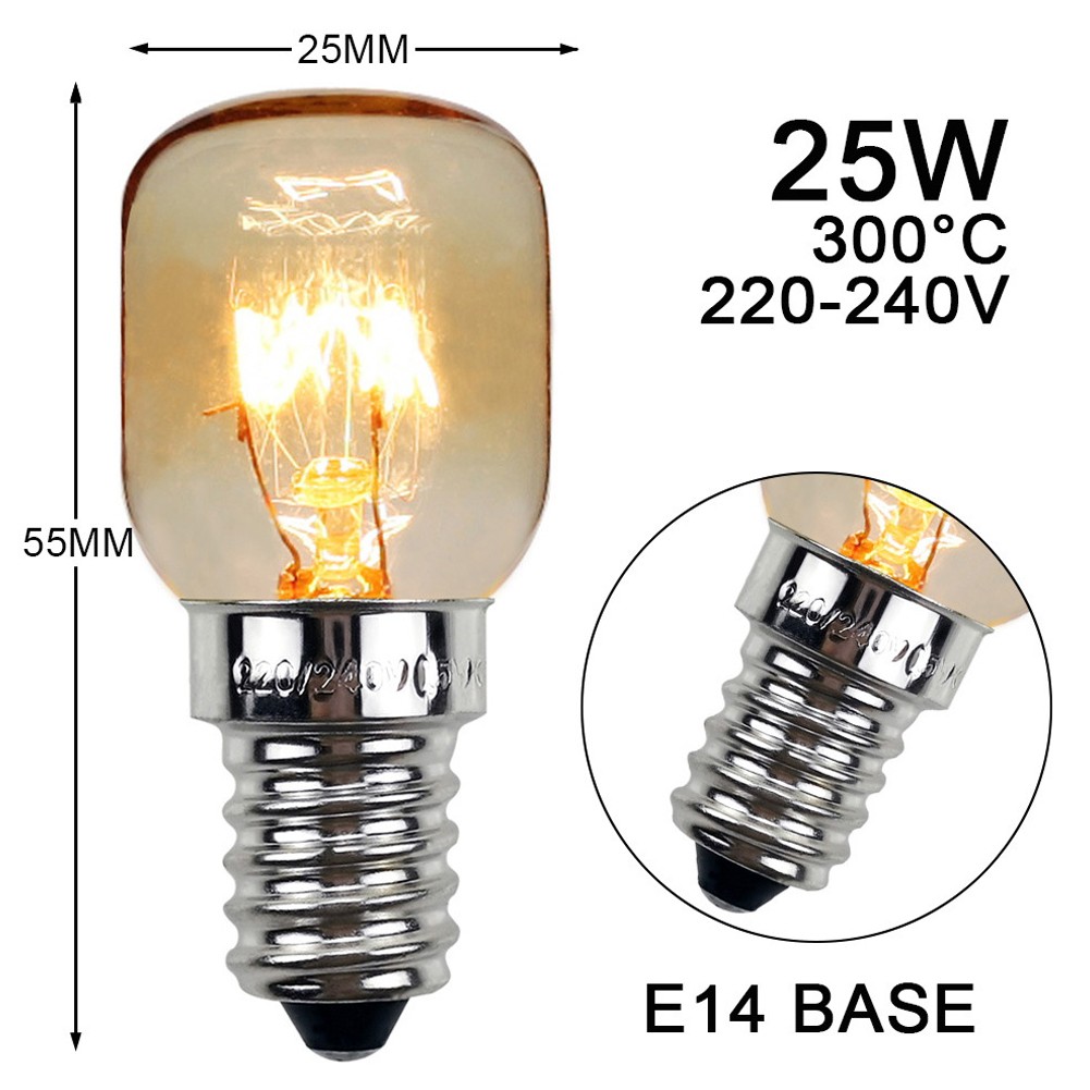 2pcs T22 Premium Fridge / Freezer Light Bulb / Lamp E14 Screw 25W 240V