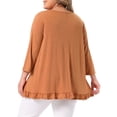 thumbnail image 4 of DARING DIVA Women's Plus Pleated Crew Neck 3/4 Sleeve Blouses 1X Caramel, 4 of 5