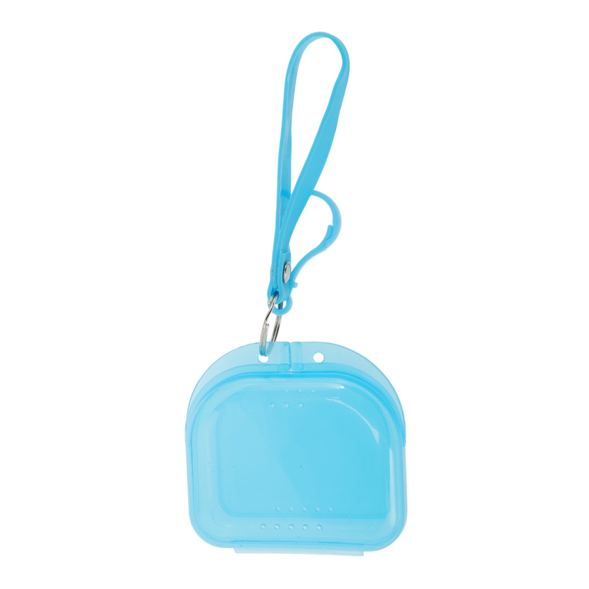 Unique Bargains Compact Braces Box with Lanyard 1 Pc Clear, Blue