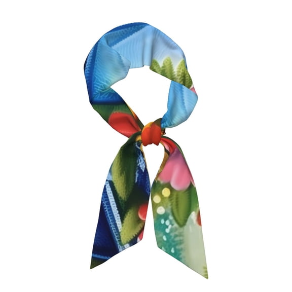 Easygdp Floral Truck Welcome Neck Scarf Printed Scarves Head for Women'S Fashion Satin Scarfs For Bag Hair for Dating, Travel