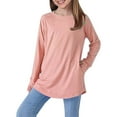 thumbnail image 1 of FAIWAD Girls Long Sleeve Tops Round Neck Basic Solid Color T-Shirts with Thumb Holes 2025 Spring Fall Clothes for Kids, 1 of 2