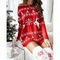thumbnail image 1 of Suéter de punto de otoño e invierno para mujer, vestido de manga larga de punto suelto de jacquard navideño, 1 of 5