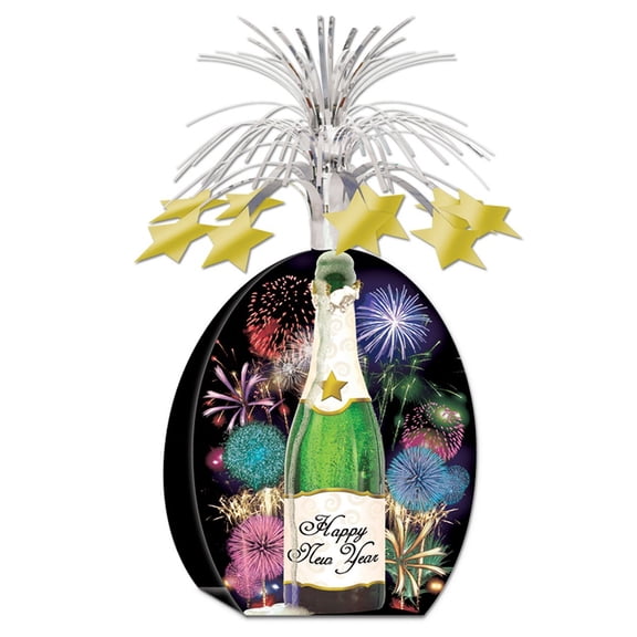 Beistle Pack of 12 Happy New Year Champagne Bottle Fireworks Centerpieces 15"