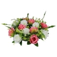 thumbnail image 1 of Ramo de 14 rosas artificiales decorativas de seda para bodas, jardines, fiestas en interiores y exteriores. Rosa roja, 1 of 7