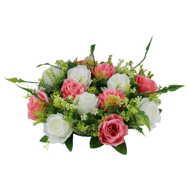 Ramo de 14 rosas artificiales decorativas de seda para bodas, jardines, fiestas en interiores y exteriores. Rosa roja