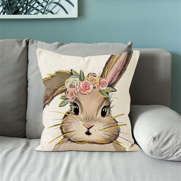 Fiudx Funda de Almohada con Diseño de Rábano y Conejo, Elegante Decoración para Sofá, Funda de Cojín de Tela Suave, Lavable a Máquina, Versátil, Un Regalo Ideal, Decoración para Sala de Estar y Dormi