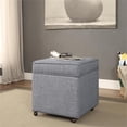 thumbnail image 2 of Cube en Lin Gris Clair Pouf - Rangement Caché - Pieds Castered, 2 of 7
