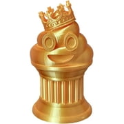 King Poop Emoji Trophy - Fun Award & Gift - Handmade w/Additive Manufacturing - 6" inches Tall - Featuring a Solid Poop Emoji with a Crown, Secured on a Column Pillar (Silk Gold)