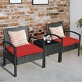 thumbnail image 2 of Costway 3 Pcs Rattan Patio Furniture Set, Black/Red, 2 of 12