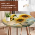 thumbnail image 6 of Sunflower Fitted Tablecloth with Elastic Edged, Round Table Cloth for Dining Table, Watercolor Yellow Floral Botanical Waterproof Oil Proof Table Cover for Indoor Outdoor 36"-44", 6 of 9