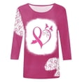 thumbnail image 4 of TIMIFIS Chandails de Sensibilisation au Cancer du Sein pour Femmes Ruban Chandail à Manches Longues Blouse Imprimée T-shirt Ample Blouse à Manches 3/4 Col Rond Hauts Décontractés Automne/hiver, 4 of 4