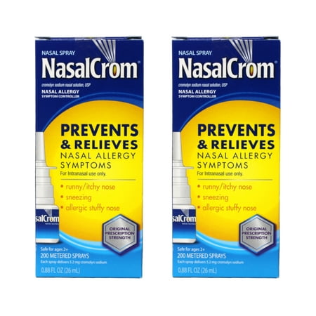 NasalCrom Nasal Spray Allergy Symptom Controller, 200 Metered Sprays, 0.88 FL OZ (Pack of 2)