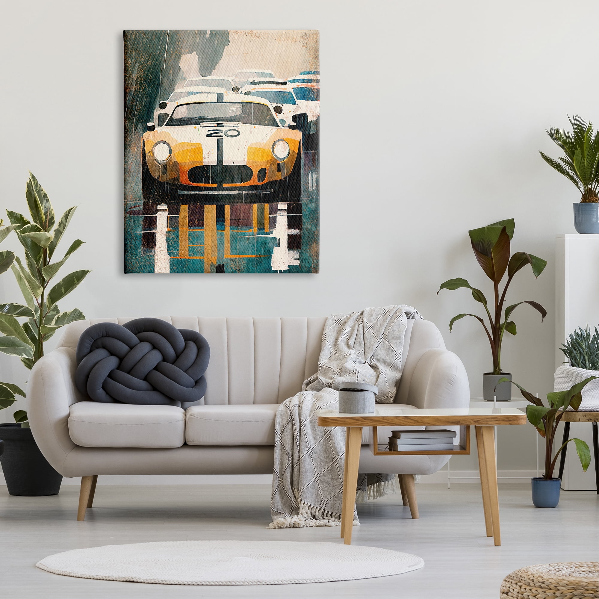 Stupell Industries Modern Race Car Transportation Painting Gallery Wrapped Canvas Art Print Wall Art, 36 x 48