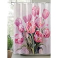 thumbnail image 2 of Easter Pink Shower Curtain Set ，Waterproof Fabric Shower Curtains Tulip Oil Painting Shower Curtains for Bathroom,Bathroom Decor 36"x72", 2 of 6