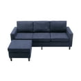 thumbnail image 6 of Convertible Sectional Sofa Couch with Ottoman, L-Shape 3-Seater Couch with Handy Side Pocket and Padded Cushions Modern Upholstered Sectional Sofa Set for Living Room, 900 LBS Capacity, Blue, 6 of 7