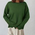 thumbnail image 2 of Gibobby Suéter mujer redondo de Color sólido Europa y América 2023 Otoño/Invierno suéter de punto de cuello redondo informal versátil(Verde,CH), 2 of 3