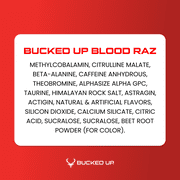 Bucked Up Pre-Workout Powder, Increased Energy, Blood Raz, 200 mg Caffeine, 25 Servings