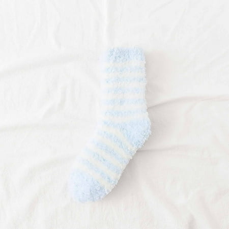 

MRULIC socks for women Women s Super Fleece-Lined Soft Tude Floor Winter Fuzzy Middle Warm Socks Socks Blue + One size