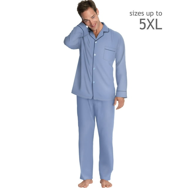 Hanes Mens Woven Pajamas, XL, Medium Blue