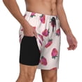 thumbnail image 2 of Yiaed Hand Drawn Strawberry Print Mens Swim Trunks Bathing Suit Compression Liner Beach Swim Shorts Swimwear Quick Dry Zipper Pocket No-Chafing Board Short-XX-Large, 2 of 6
