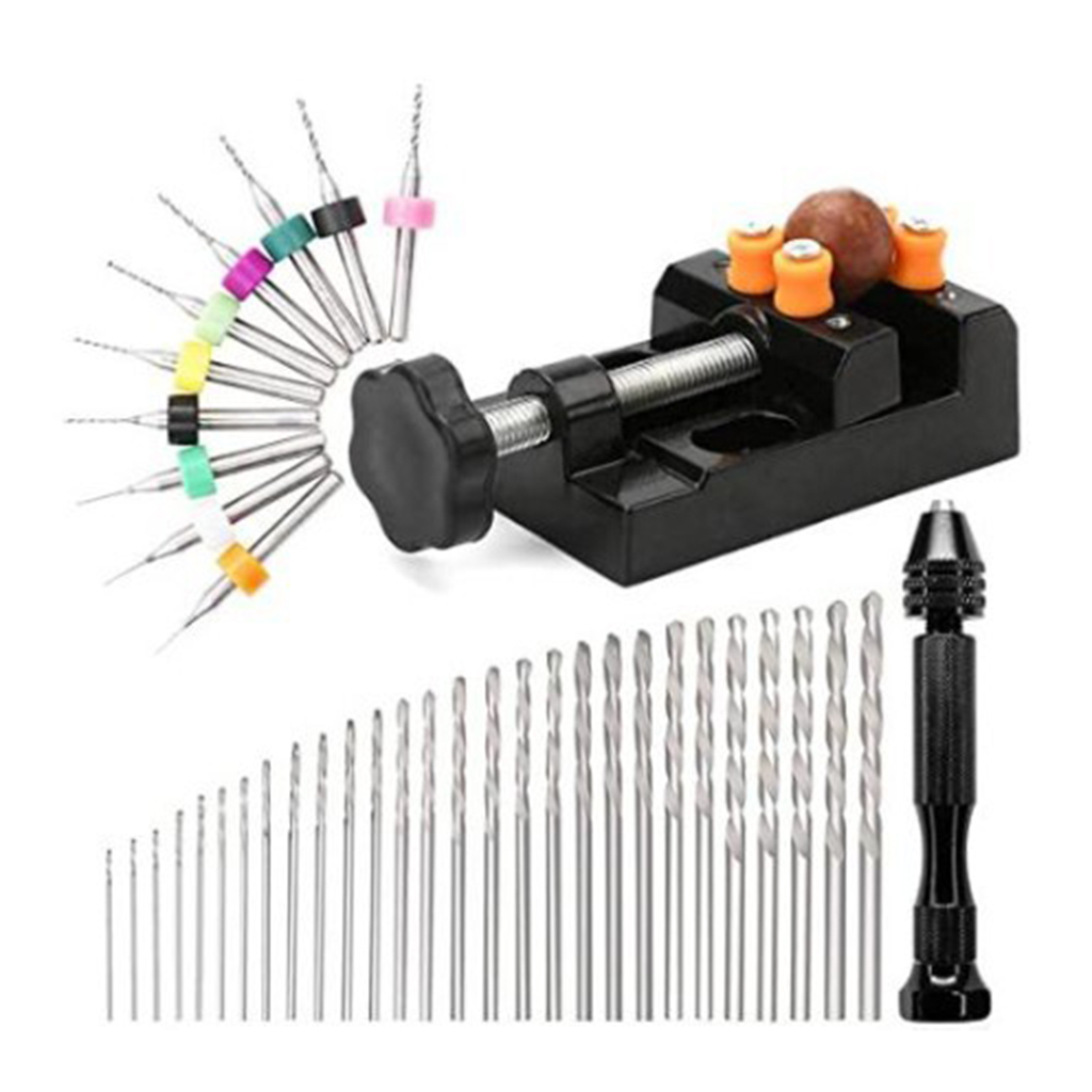 Hand Drill Bits Set Include Metal Pin Vise Hand Drill Micro Mini Twist Drill Bit