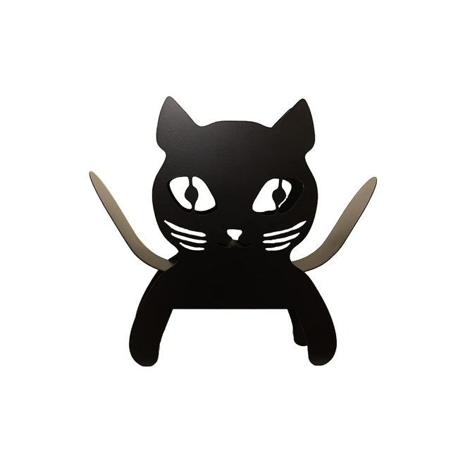 Soporte de metal para rollo de papel higiénico con forma de gato negro, para baño, para montar en la pared, de pie, espacioso, con capacidad para hasta 5 rollos