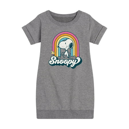 

Peanuts - Snoopy Rainbow Clouds - Toddler And Youth Girls Fleece Dress