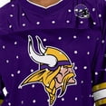 thumbnail image 5 of Women's Gameday Couture Purple Minnesota Vikings Kickoff Time Allover Rhinestone Sports Stripe Jersey V-Neck T-Shirt, 5 of 5