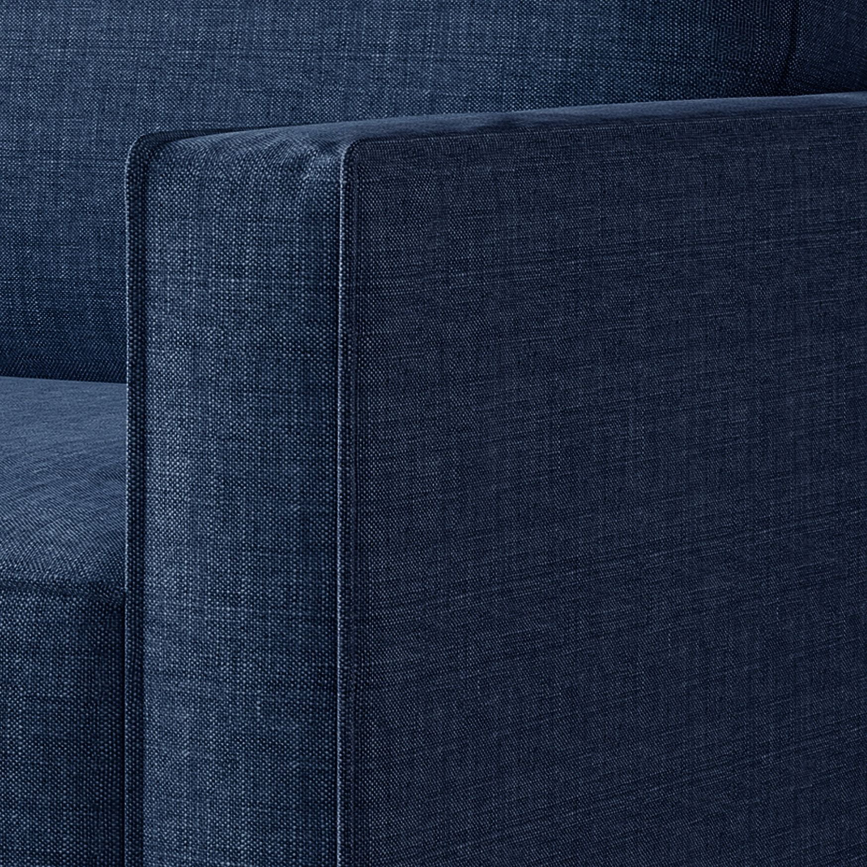 Home Design Marcia Square Arm Sofa with Padded Back and Seat, Modern Upholstery, Black Legs, Comfortable Living Room Seating, Blue