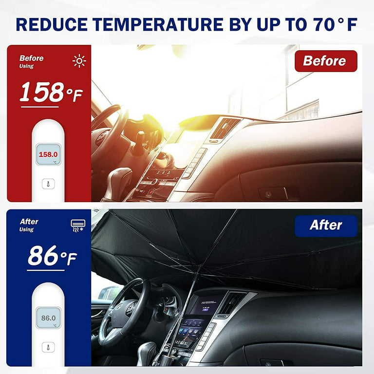Windshield Sun Shade Foldable Umbrella Reflective Sunshade for Car Front  Window Blocks UV Rays Heat Keep Vehicle Cool(57x31in) 