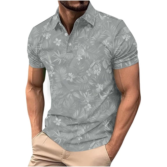 Golf Shirts for Men,Men's Shirts Hawaiian Golf Shirts Short Sleeve Performance Print Golf Shirts
