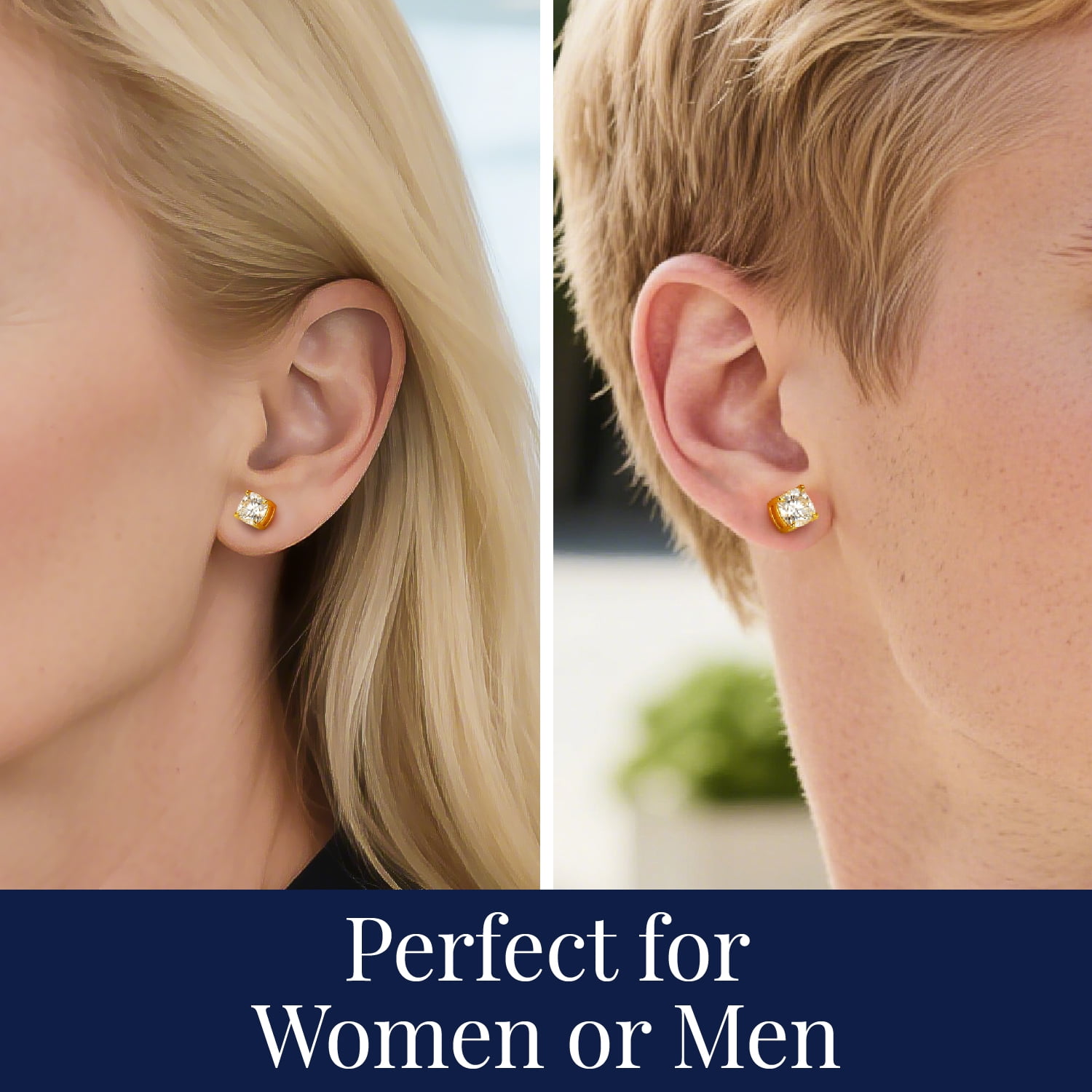 MomentWish 14K Gold Plated Stud Earrings, 1 Carat Moissanite Earrings Birthday Gifts for Women