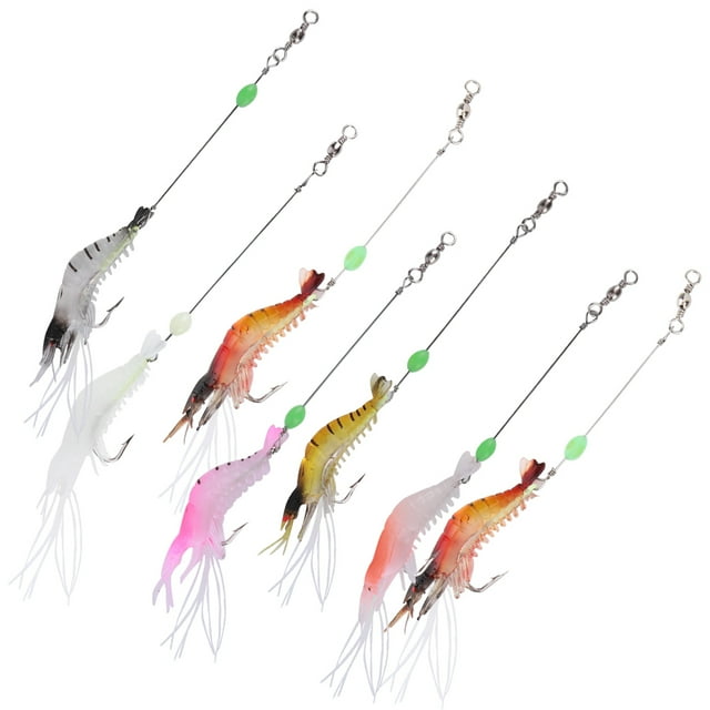7Pcs High Simulation Soft Luminous Artificial Shrimp Lure Bait Fishing Tackle with Hook