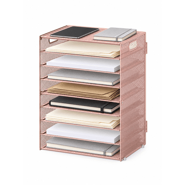 A4 Boxes Rack 6 Tier Paper Organizer Letter Tray - Mesh Desk File Organizer with ...