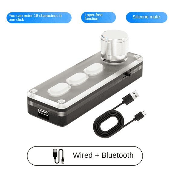Macro Mechanical Keyboard Mini Gaming Custom Programming Keyboard Silicone Silent 3 Keys 1 Knob Bluetooth Keypads White,1 x Mini Keyboard 1 x USB cable,White