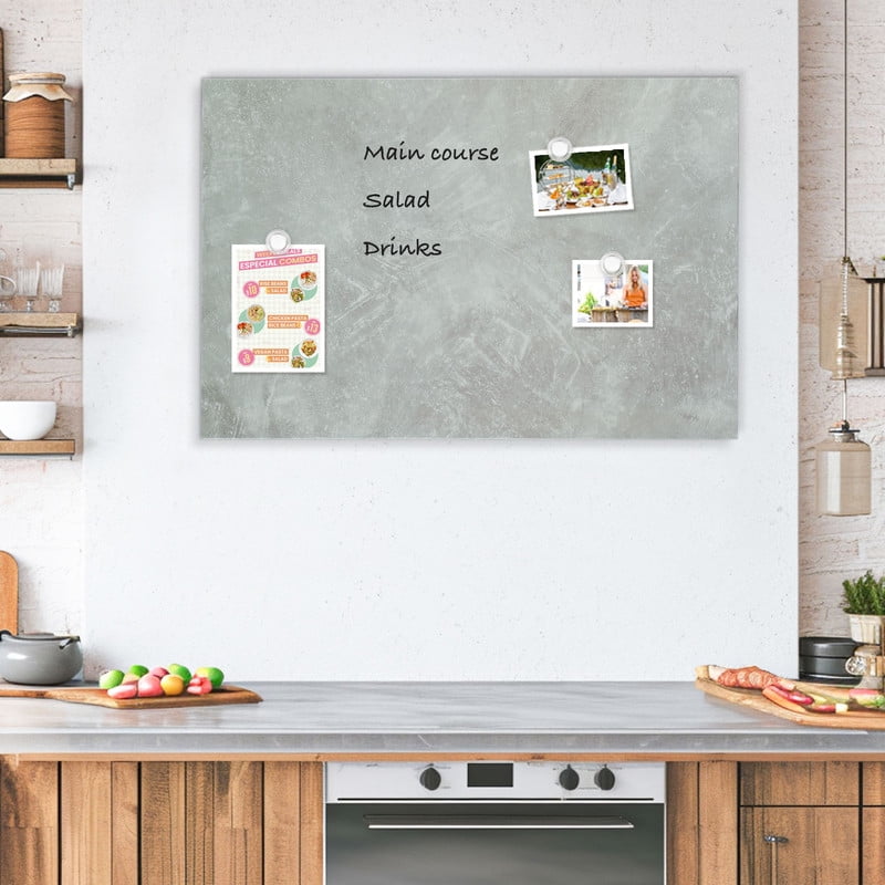 Frameless Magnetic Whiteboard Dry Erase White Board 28"x20" Decorative White Board for Wall with Concrete Pattern White Board for Home Office Decor, Bedroom, Kitchen, Classroom with Accessories