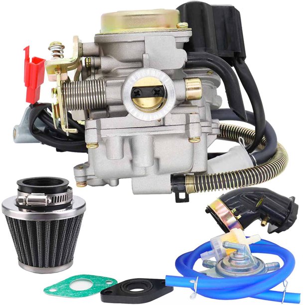 Carburador Gy6 50Cc 49Cc Con Filtro De Aire Colector De Admisión De Repuesto Para Scooter De 4 Tiempos 139Qmb Atv Ciclomotor Go Kart Taotao Motor De 0.709 In (Con Línea De Tubo De Manguera De Bomba De