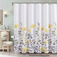 thumbnail image 2 of Shower Curtain Yellow Shower Curtain Set for Bathroom Floral Shower Curtain Yellow Boho Yellow and Gray Shower Curtains Fabric Flower Shower Curtain Botanical Bath Curtain Water Repellent 72x72 Inch, 2 of 5