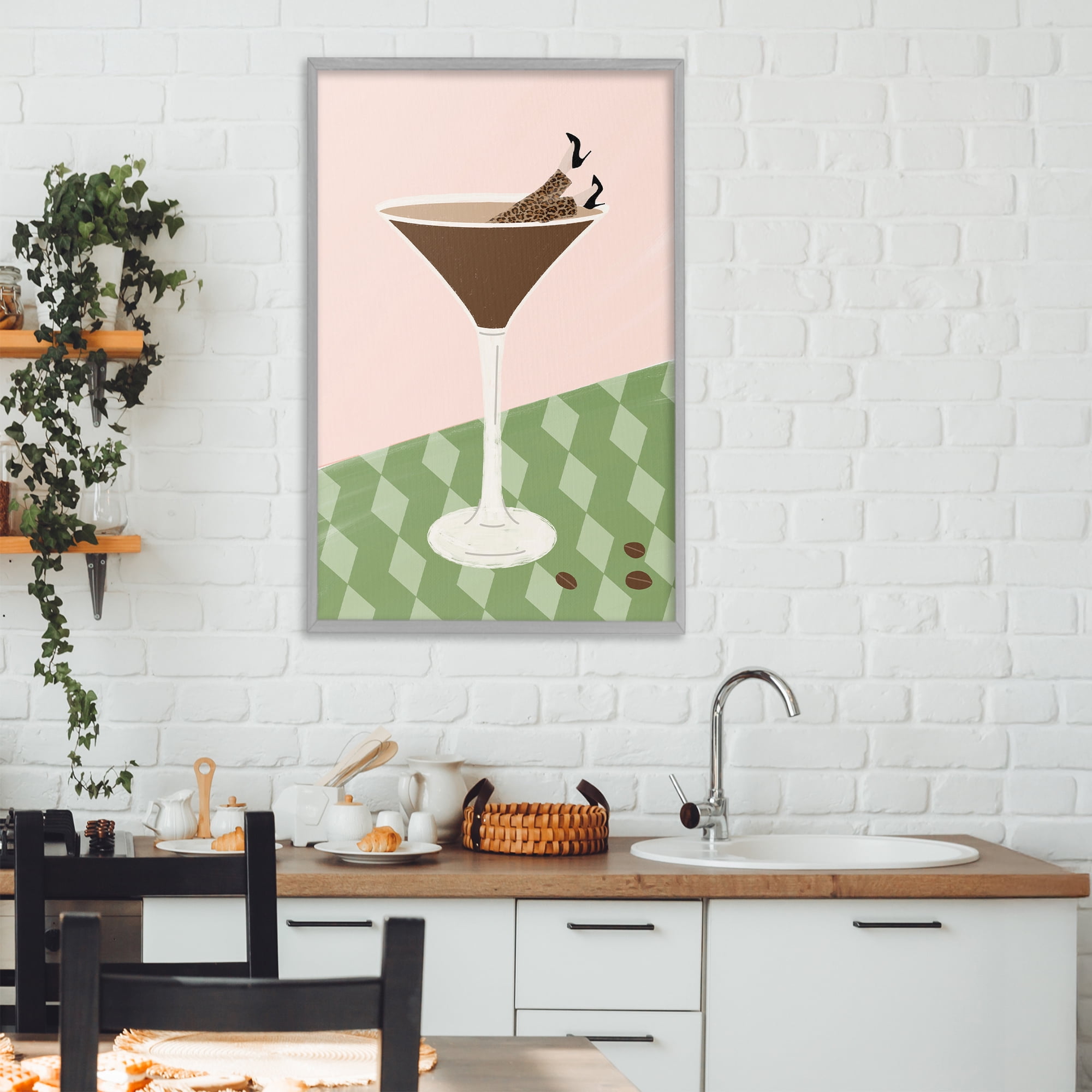 Stupell Industries Glam Martini Splash Gray Framed Giclee Art, design by Emily Navas